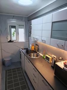 a kitchen with a sink and a counter top at Apartment Olimp Ulcinj in Ulcinj