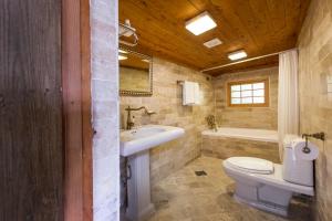 a bathroom with a sink and a toilet and a tub at The Seaes Hotel & Resort in Seogwipo