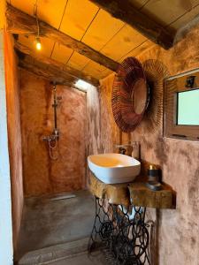 a bathroom with a sink and a shower at Astoha in Durrës +117 photos