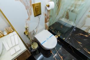 a bathroom with a toilet and a shower at MYFREEDOM Premium Apartments near Khreshchatyk in Kyiv