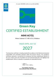 a screenshot of the green key certified establishment website at Mimi Hotel Chisinau Jolly Alon in Chişinău