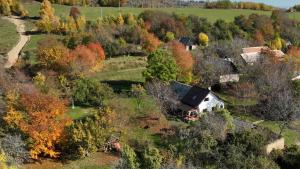 an aerial view of a house in the woods at Chalúpka Polom in Hnúšťa