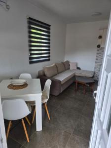 a living room with a couch and a table and chairs at Ignjic Apartmani in Buljarica