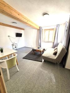 a living room with a couch and a table at ALTSTADT-Apartmenthaus BOGENSPERGER in Braunau am Inn