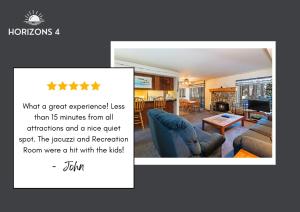 a living room with a couch and a table at Horizons 4 - Pool & Hot Tub Access in Mammoth Lakes