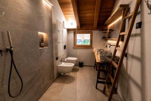 a bathroom with a toilet and a sink and a ladder at Chalet degli Abeti by AMA Val di Fassa in Campitello di Fassa +8 photos