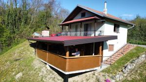 a house with a person inside of it at Chill & Woods in Štrucljevo
