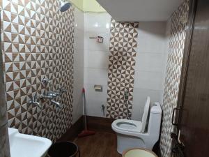 a bathroom with a toilet and a sink at SM Guest House in Lucknow +42 photos