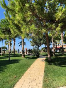 a park with palm trees and a brick path at Casa Mare in Golem