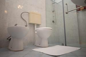 a bathroom with a toilet and a shower at Eco Serenity Kandy in Kandy