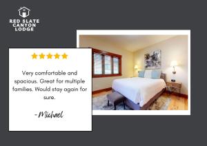 a bedroom with a white bed and a window at Red Slate Canyon - Modern 2-Story Condo in Mammoth Lakes