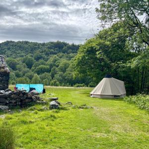 a tent in the middle of a field at Wild Camping Teepee in Capel Curig