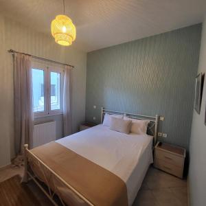a bedroom with a large bed and a window at Olga Dova Apartments in Ioannina