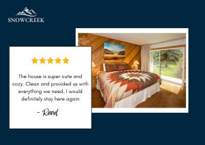 a poster of a bedroom with a bed and a window at Snowcreek #059 Near Shuttle & Activities in Mammoth Lakes
