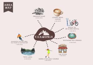 a map of the chamonix trail with a picture of a mountain at Chamonix Year-Round Fun with Shared Pool in Mammoth Lakes