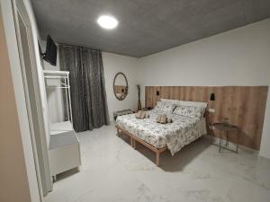 a bedroom with a large bed and a mirror at B&B Colle Degli Angeli in Penne