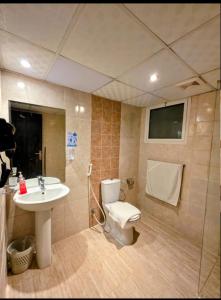 a bathroom with a toilet and a sink at Safa A house in Sintrīs