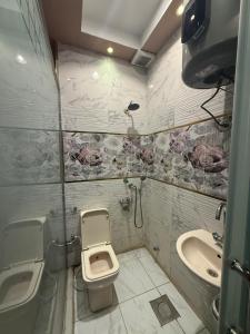 a small bathroom with a toilet and a sink at Cairò Plàza, Ravexa Hotel in Cairo