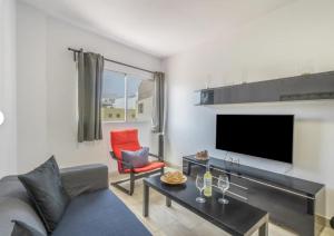 a living room with a couch and a tv at Apartamento IFAE 3 in Guía de Isora