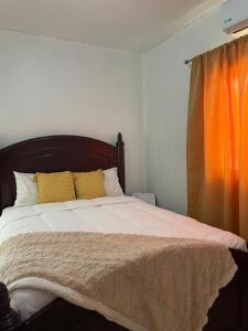 a bed with two yellow pillows in a bedroom at Gasakam in San Pedro Sula