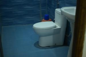 a bathroom with a white toilet and a sink at Cross Bill Beach Resort in Havelock Island