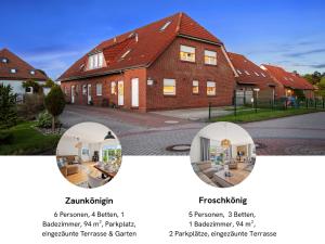 two pictures of a house with a mirror at FroschKönig in Norden