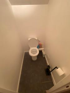 a bathroom with a white toilet in a room at La chambre de Gray in Gray