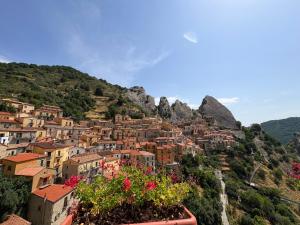 a view of a town on a mountain at Villa Sofia Garden & Relax in Marconia