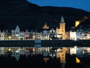 a view of a city at night at Moselfrische in Zell an der Mosel