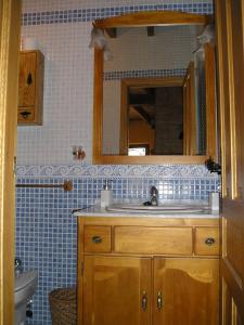 een badkamer met een wastafel en een spiegel bij El Porma in Villanueva del Condado