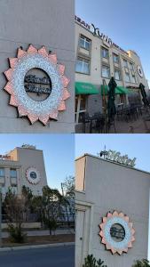a collage of three pictures of a hotel at Khatanmandal in Dalandzadgad