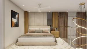 a bedroom with a large bed in a room at Hotel Vaarya Inn in Lucknow