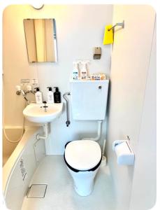 a small bathroom with a toilet and a sink at パールビル201 in Osaka