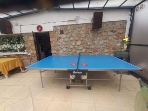 a blue ping pong table in a room at Charming House with Private Pool Near Paris - Maison du Bonheur in Gournay-sur-Marne
