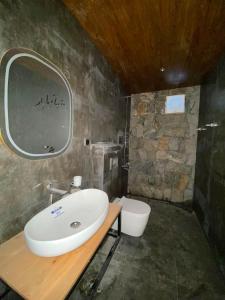 a bathroom with a sink and a toilet at Lavender Resort Naran in Naran