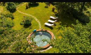 an overhead view of a swimming pool in a park at B&B I Menhir "nel Bosco" - Affittacamere in Lerici