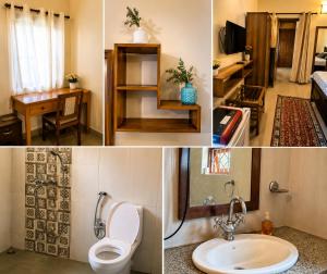 a bathroom with a toilet and a sink at Goan Villa Anjuna Beach in Anjuna