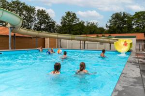 a group of people swimming in a swimming pool at De Tien Heugten in Schoonloo