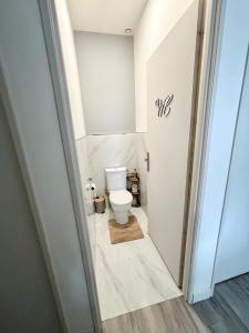 a bathroom with a toilet in a small room at Casascope in Jaunay-Clan +20 photos