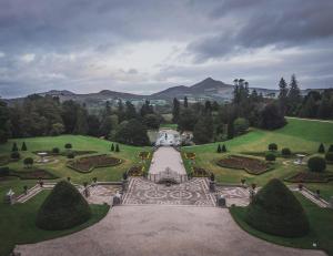 an aerial view of a park with a garden at Summerhill House Hotel in Enniskerry