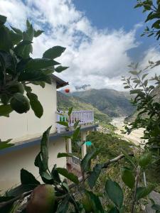 a house on a hill with a view of a river at Harshil wood stay in Harsil