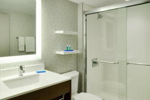 a bathroom with a toilet and a sink and a shower at Holiday Inn Express Toronto Downtown by IHG in Toronto