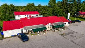 an overhead view of a building with red roofs at Top Notch Motel in Wiarton
