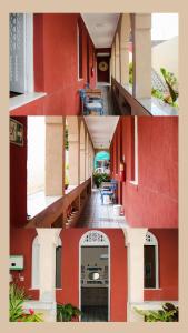a collage of three pictures of a building at Hotel Amado in Aracaju