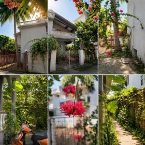 a collage of photos with flowers on a building at Casa Neo villa Vagator in Anjuna