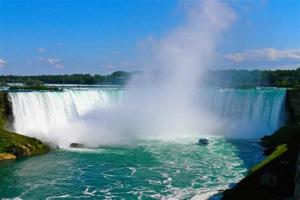 a large waterfall in the middle of a body of water at Clifton Hill suite 2201 in Niagara Falls