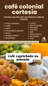 a flyer with a cup of coffee and some food at Cantinho Aconchegante in Volta Redonda +2 photos