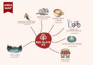 a map of red state hikes and the red state mountain hot springs at 4BR Townhome Near Canyon Lodge & Lakes Basin in Mammoth Lakes