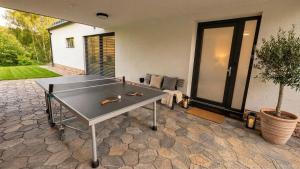 a ping pong table in the middle of a patio at Studio U Karolíny Nová Pec in Nová Pec +8 photos