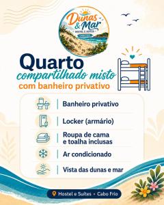 a flyer for a music festival with a picture of the beach at Hostel Dunas & Mar - Hostel e Suítes - Cabo Frio in Cabo Frio